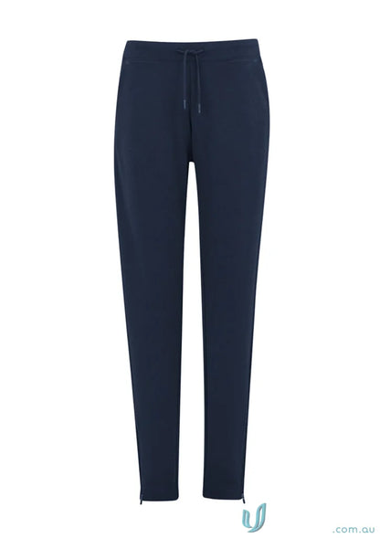Navy blue women’s neo pant with ankle zips and adjustable waistband for comfy style