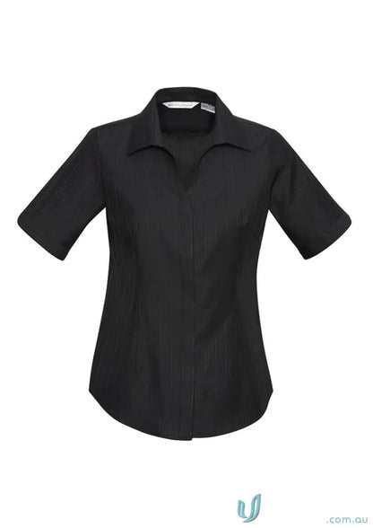 Black short-sleeved collared shirt from Biz Collection Ladies s312ls for Ladies Preston