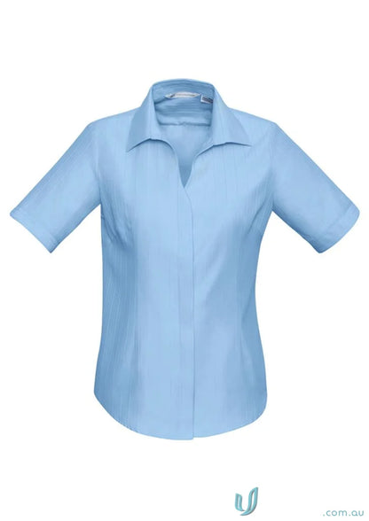 Light blue short-sleeved blouse from Ladies Preston Biz Collection Ladies S312LS