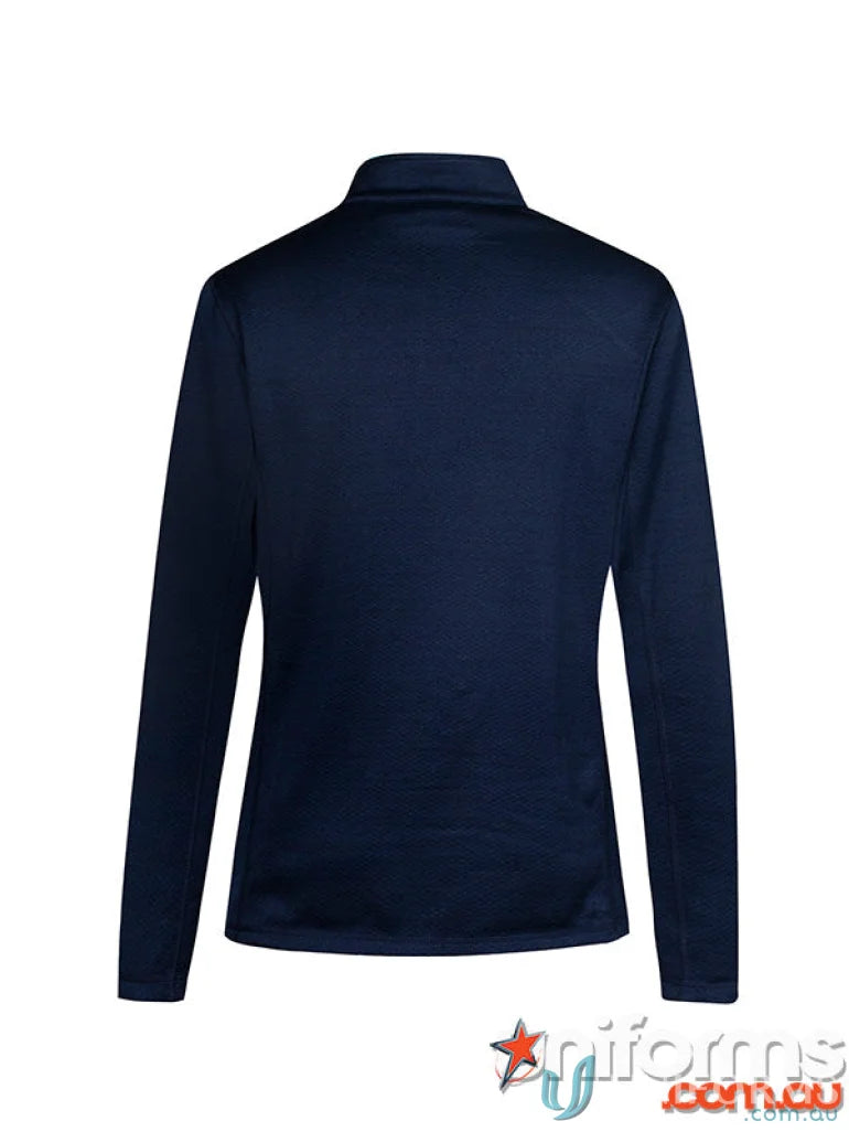 Women’s Monterey Biz Collection long-sleeved polo shirt in dark blue with textured fabric