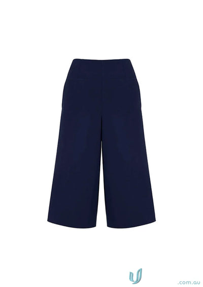 Navy blue high-waisted wide-leg cropped Siena culottes workwear on clearance