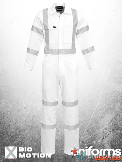 White reflective safety coverall from Syzmic Mens Bio Motion XBack Coveralls meets Australian standards