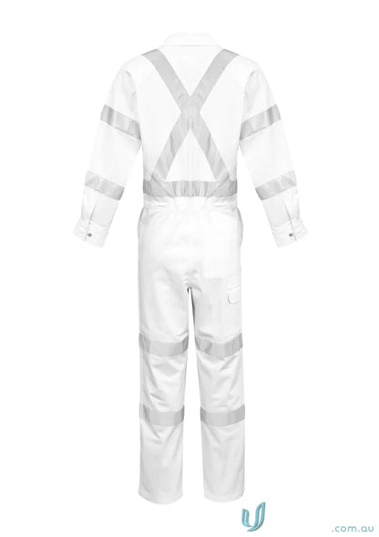 White reflective safety jumpsuit from CLEARANCE Syzmic BIO Motion XBack Coveralls, meets Australian standards