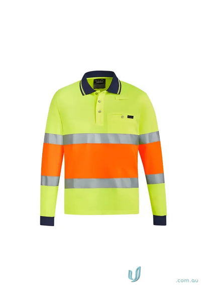High-visibility long-sleeved polo shirt with bio motion taped details from SYZMIC Unisex collection