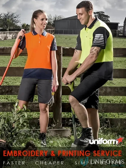 Workwear apparel featuring Syzmik Womens Zone Safety Polo with 3M reflective piping