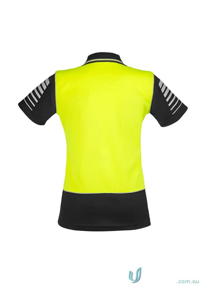 Yellow and black safety polo shirt with 3m reflective piping for Syzmik Womens workwear
