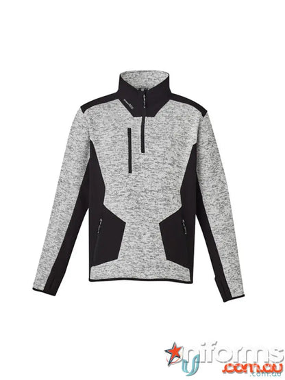 Gray and black streetworx reinforced zip pullover ZT380 in marle knitted fleece style