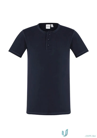 Navy blue short-sleeved henley shirt from t811m biz collection vintage tee in single jersey fabric