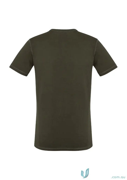 Olive green vintage tee from t811m Biz Collection made of single jersey fabric