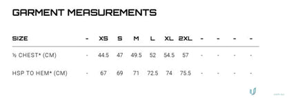 Garment measurement chart for CLEARANCE Womens Streetworx Tee Shirt with taped shoulder
