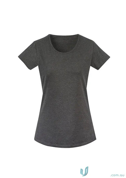 Gray short-sleeved streetworx tee shirt with taped shoulders from clearance womens Streetworx