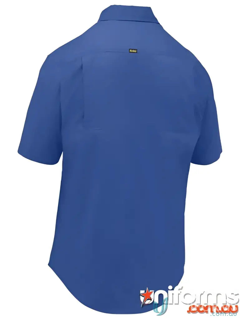 Blue short-sleeved cool lightweight shirt from Bisley Closed with fitted body chest style