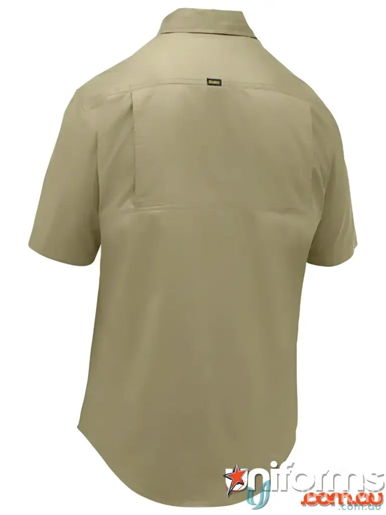 Khaki short-sleeved fit body chest closed front cool lightweight shirt for men