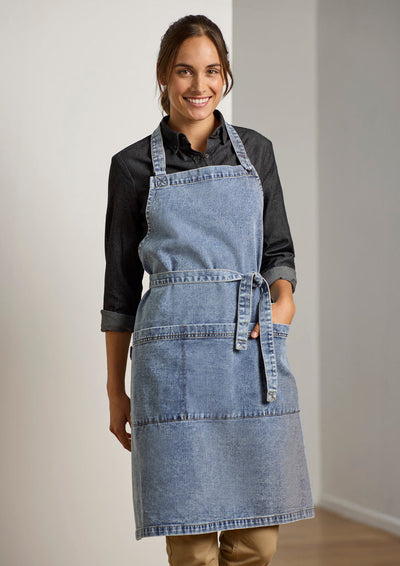 Light blue Clout Apron with tied waist and two front pockets