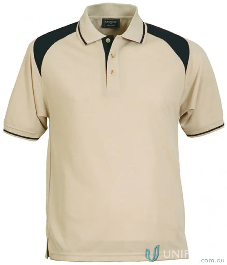 Beige Club Cool Dry Polo shirt with black accents, perfect workwear or uniforms