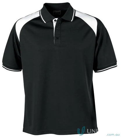 Black polo shirt with white accents from Club Cool Dry Polo, perfect for work uniforms
