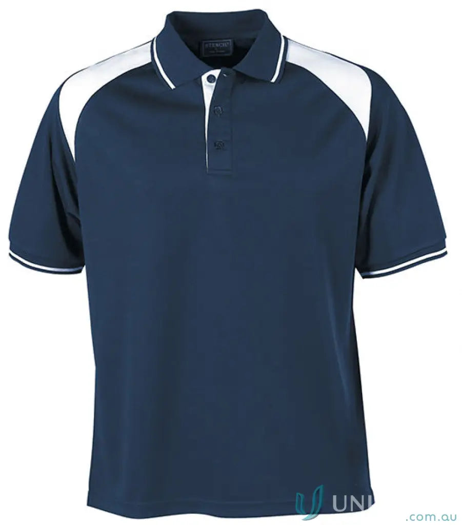 Navy blue Club Cool Dry Polo shirt with white accents, perfect for work uniforms or uniforms