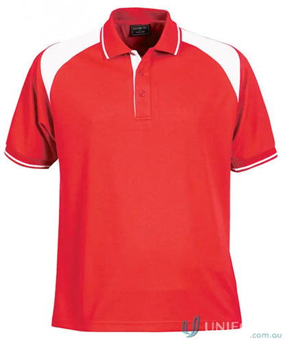Red and white Polo shirt from Club Cool Dry Polo ideal for uniforms and workwear