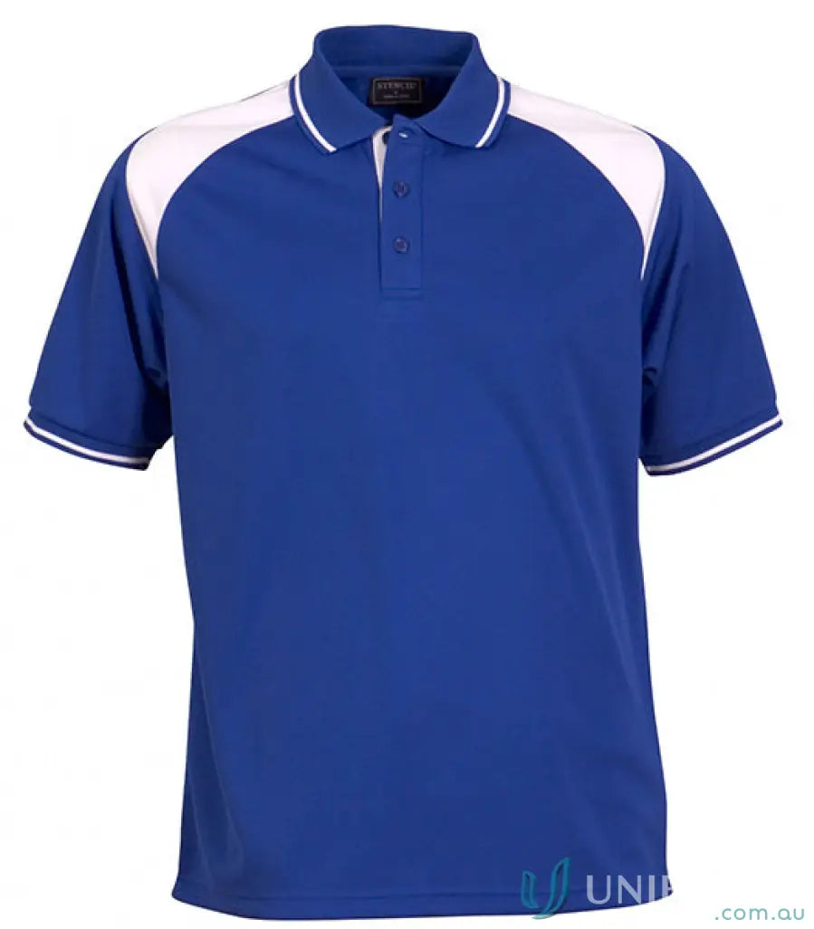 Blue and white polo shirt from Club Cool Dry Polo, perfect for uniforms or workwear