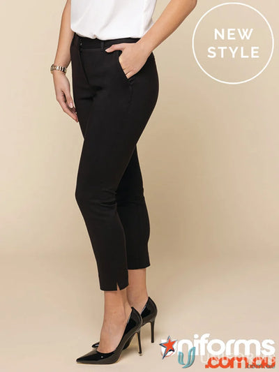 Black Coco 7/8th slim tailored pants with angled pockets and structured fit