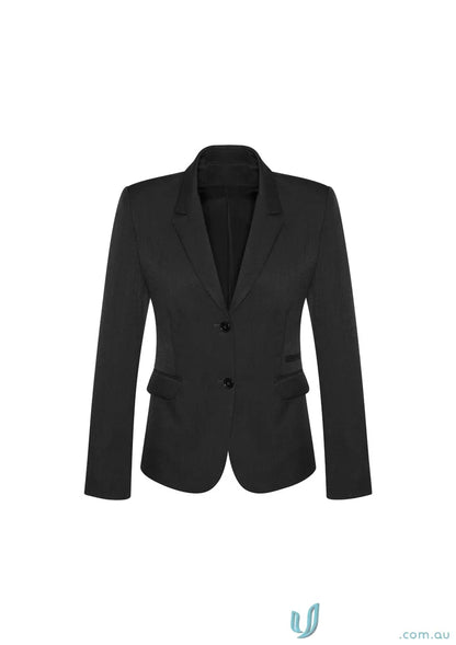 Black comfort wool stretch blazer with embroidery access zip from Comfort Wool 2 Button Jacket