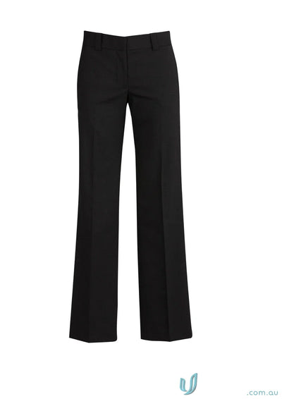 Black womens dress pants with a slight flare in hipster fit, perfect for workwear