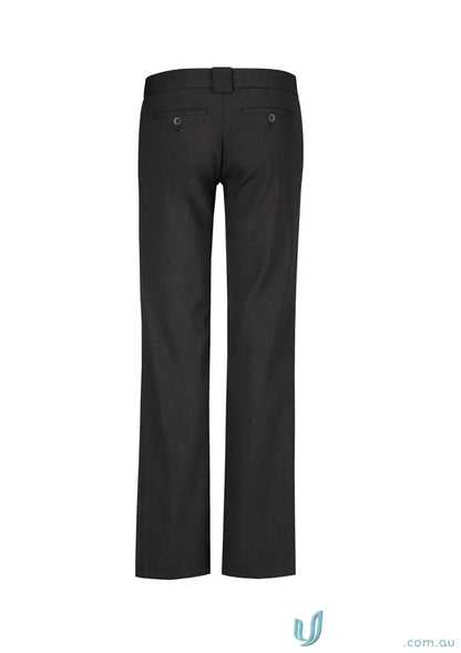 Men’s black flat-front dress pants in hipster fit, perfect for workwear uniforms