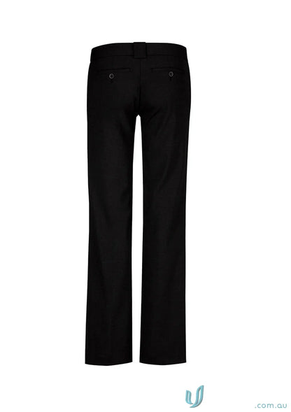 Comfort Wool Hipster Fit Ladies Pant showing black straight-leg trousers with back pockets