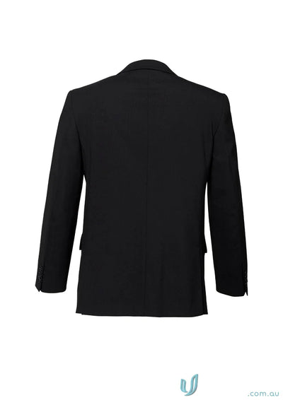 Mens black blazer with notched lapel from Comfort Wool Mens 2 Button Single Breasted Jacket featuring premium wool stretch and comfort pads