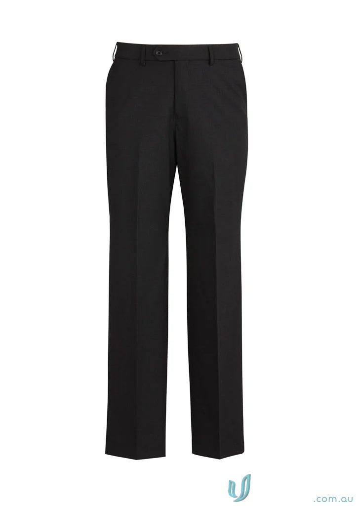 Comfort Wool Mens flat front pants with straight leg and internal security pocket