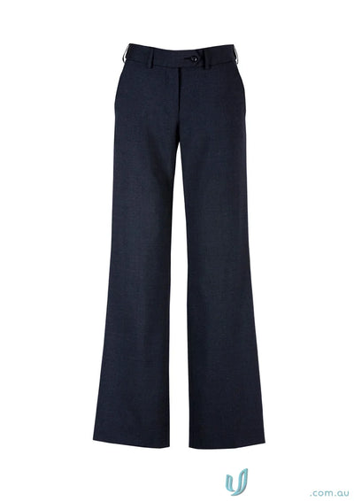 Navy blue womens wool midrise adjustable waist pant for comfort and style