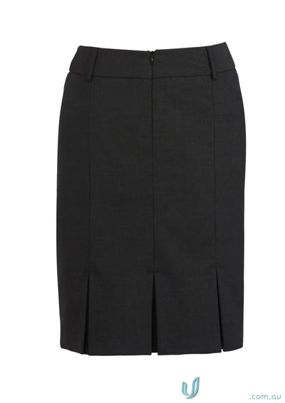 Comfort Wool Multi Pleat Skirt showing a black knee-length wool multi pleat design