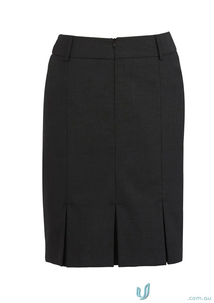 Comfort Wool Multi Pleat Skirt showing a black knee-length wool multi pleat design