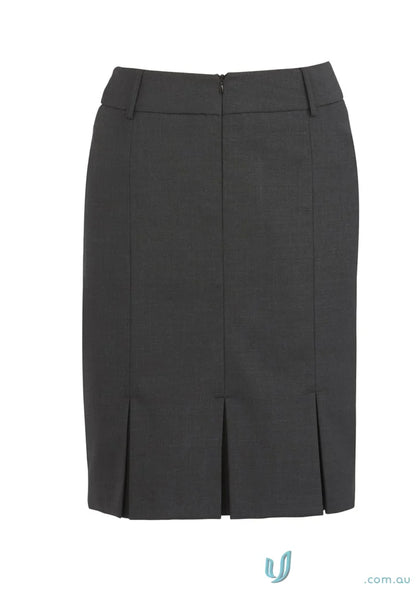 Comfort Wool Multi Pleat Skirt in dark gray with front pleats and stretch fabric