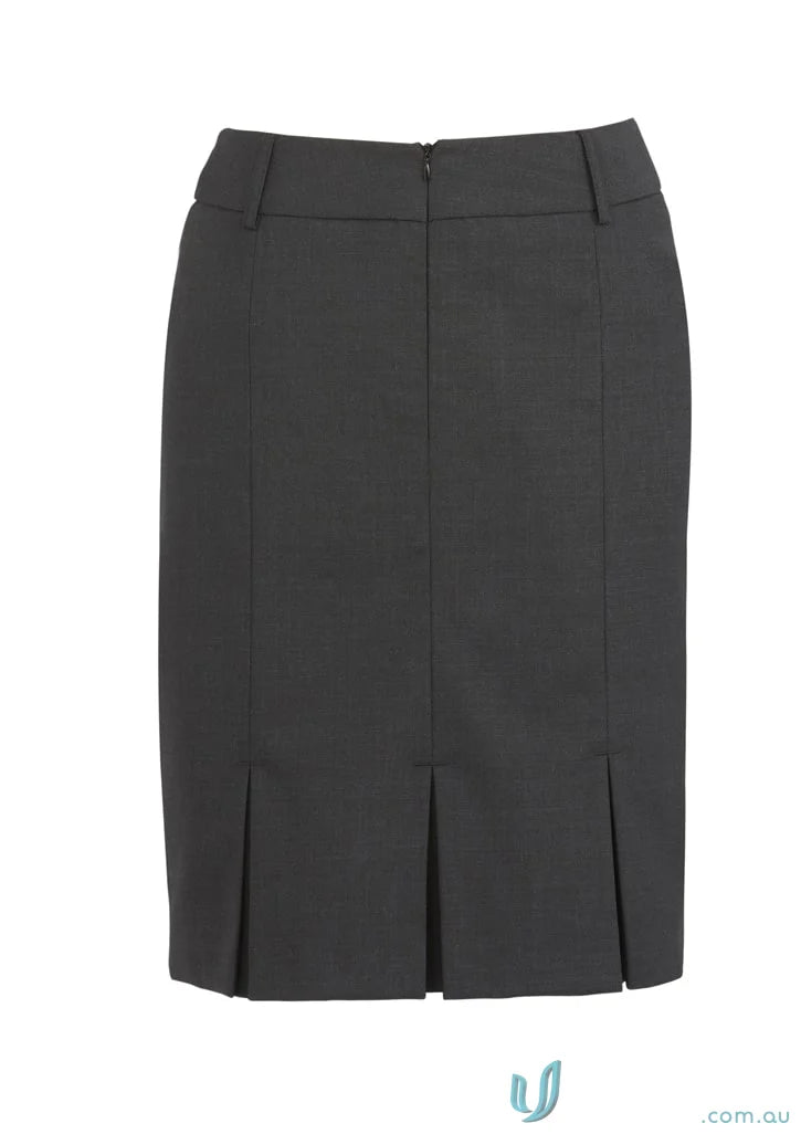 Comfort Wool Multi Pleat Skirt in dark gray with front pleats and stretch fabric