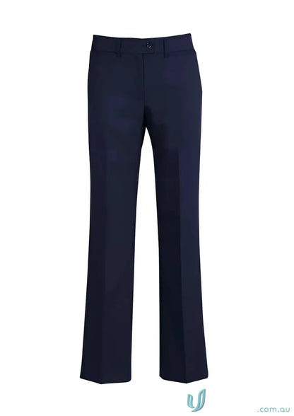 Navy blue comfort wool relaxed fit straight leg pants for a casual stylish look