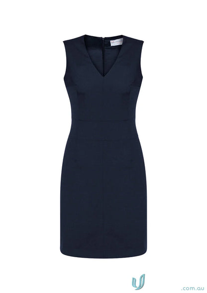Comfort Wool Sleeveless V-Neck Dress for women’s sleeveless occasions in navy color