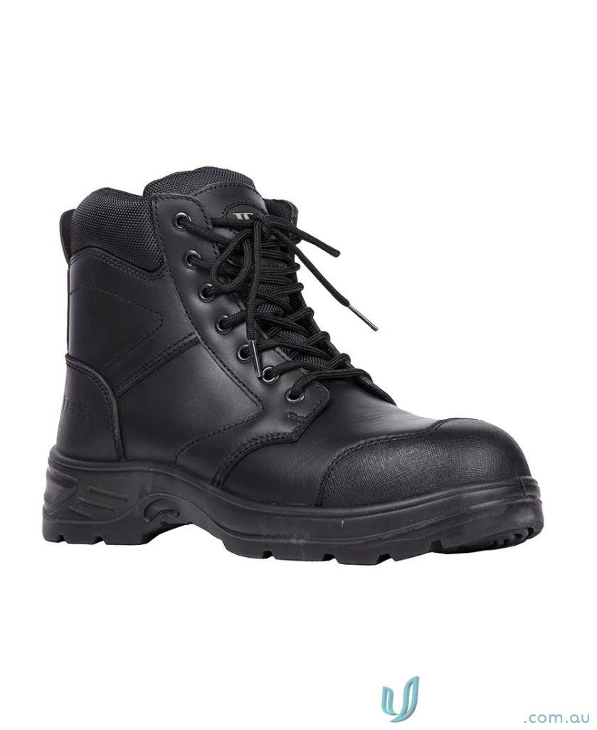 Black leather work boot with composite toe from BSI BMP, perfect for uniforms