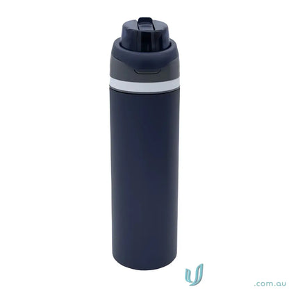 Navy blue Compton 700ml stainless steel water bottle with powder coat and lift-up handle