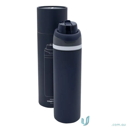 Navy blue stainless steel Compton 700ml thermos with powder coat finish and lift-up handle
