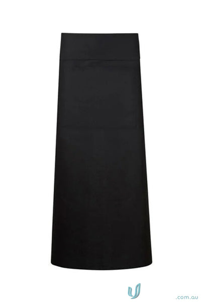 Full-length black chef apron with pocket, perfect workwear for kitchens and uniforms