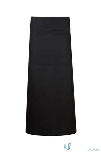 Full-length black chef apron with pocket, perfect workwear for kitchens and uniforms