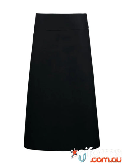 Black floor-length uniform skirt with slit for making workwear uniforms at Continental Fold Over Apron