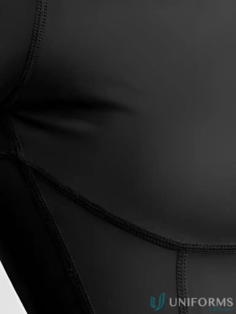 Black stretch fabric with reinforced stitching on seams of contour zip jacket perfect for workwear uniforms