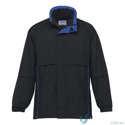 Black and blue Contrast Basecamp Anorak with nylon ottoman shell and velcro storm flap