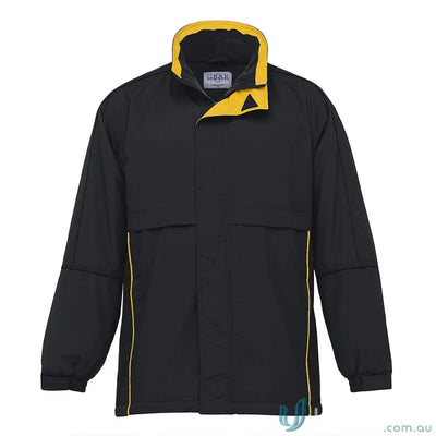 Black and yellow Contrast Basecamp Anorak with nylon Ottoman shell and velcro storm flap