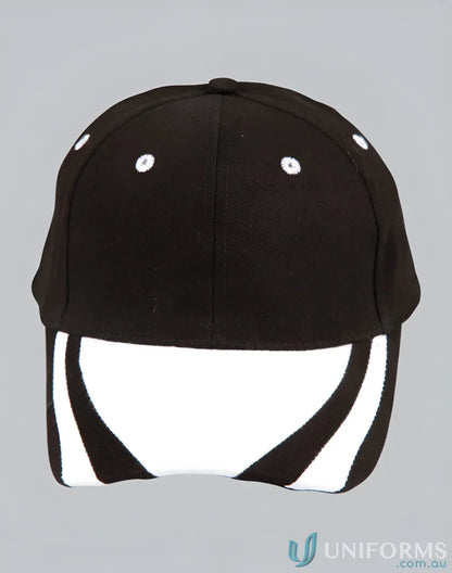 Black and white contrast peak cap, part of the Ch67 Contrast Peak collection for winning spirit contrast