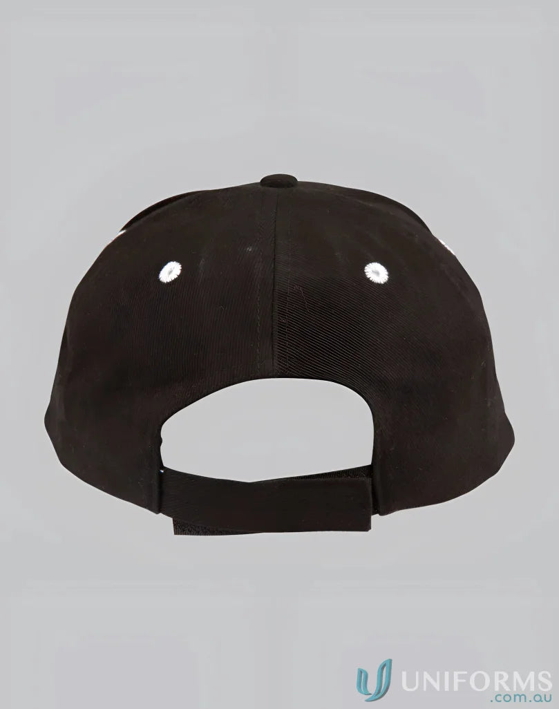 Black Winning Spirit Contrast Peak Cap with adjustable strap for a chill look