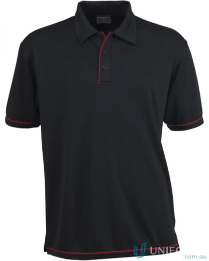 Black Polo Shirt with Red Trim from Cool Dry 2 Polo, perfect for workwear and uniforms