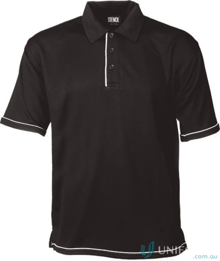 Black polo shirt with white trim from the Cool Dry 2 Polo workwear collection